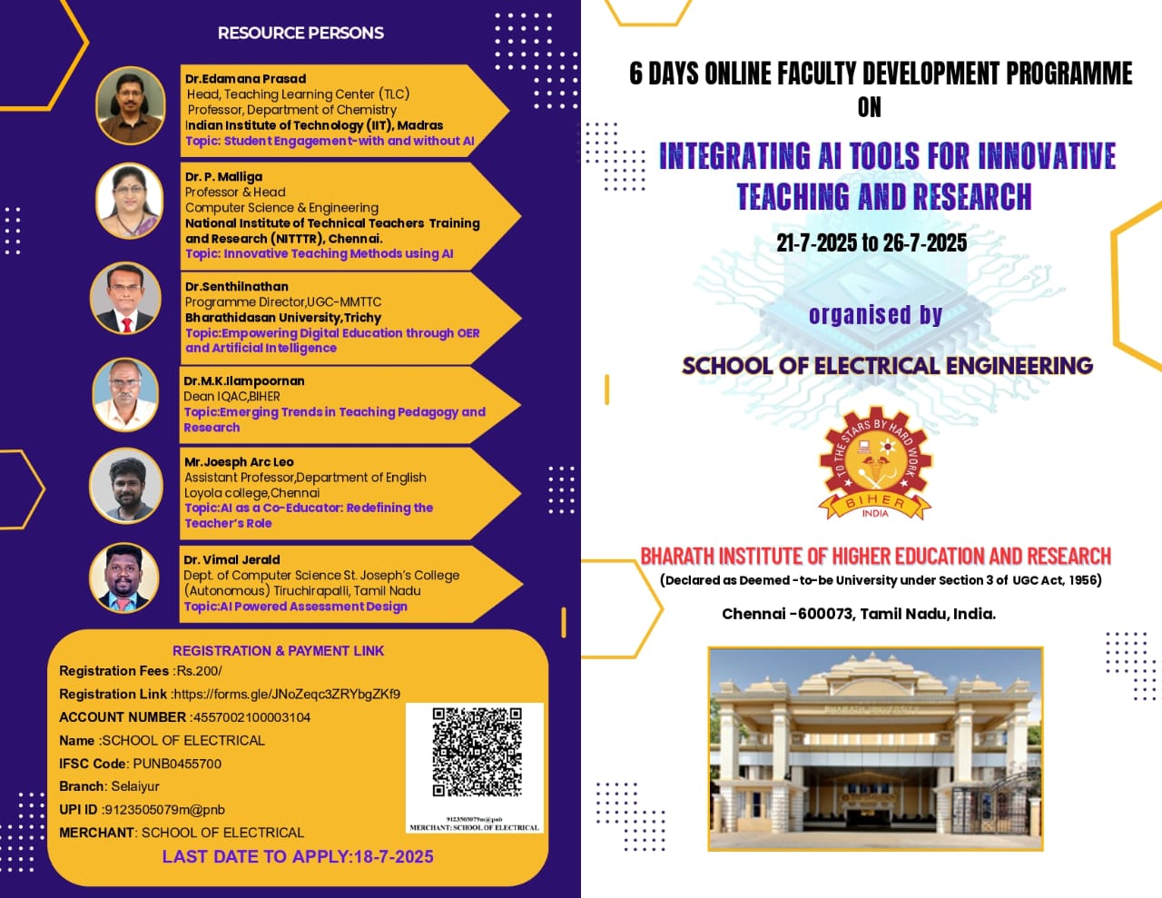 6 days Online Faculty Development Program (FDP) on “Integrating AI Tools for Innovative Teaching and Research” 2025